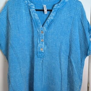 Casual Blue Button-Down Shirt